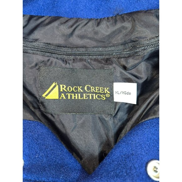 VTG Rock Creek Varsity Jacket XL Navy Wool Leather Letterman NWT Deadstock - Picture 5 of 13